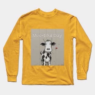 Cartoon Cow Moo-tiful Day Long Sleeve T-Shirt